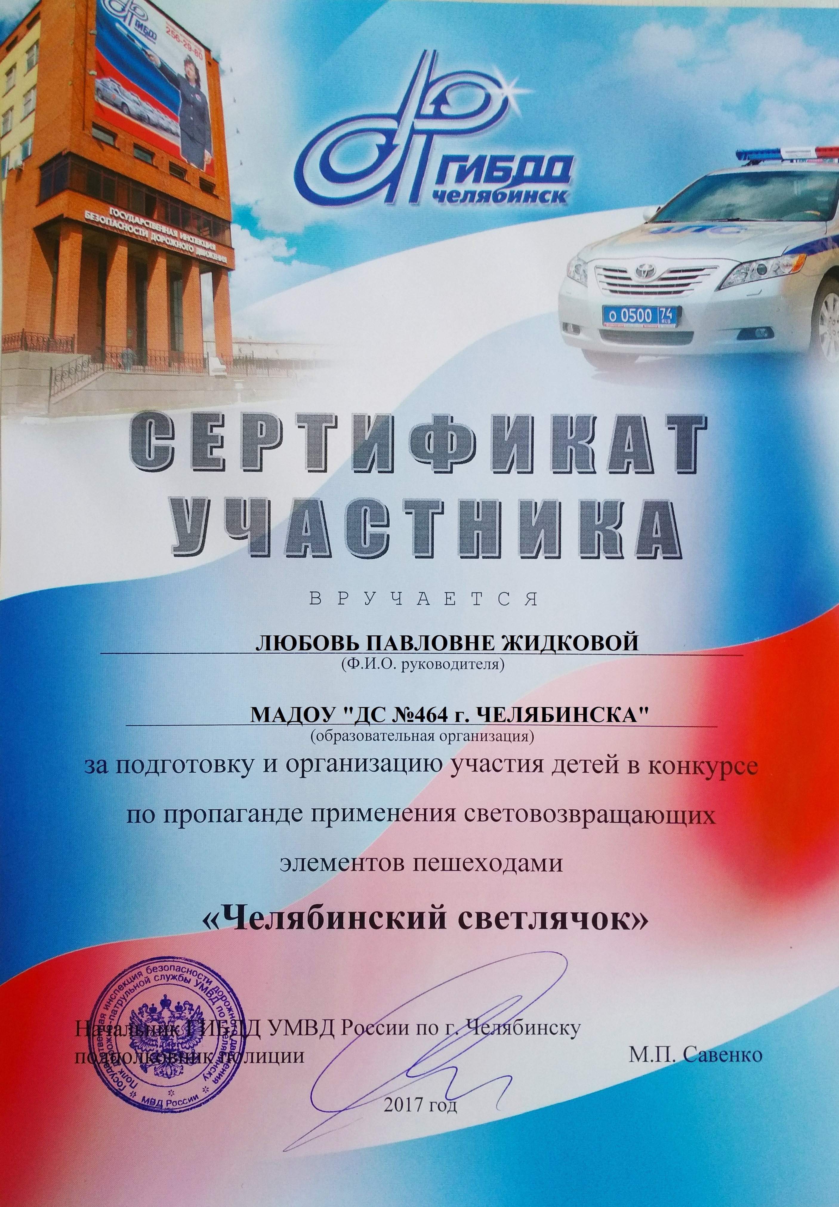 Сертификат руководителя светлячек